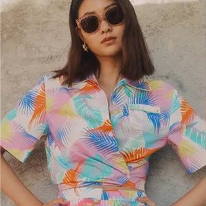 Le Superbe Extra Camp in Dessert Palm Brights Shirt Size 6